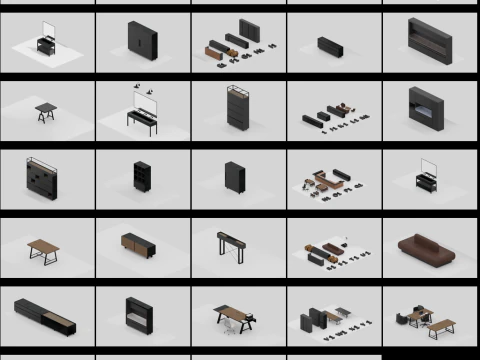 Modern Office Furniture Pack Archviz 3D Model