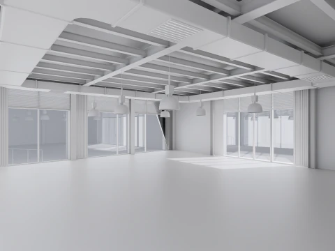 Showroom with Cafe 3D Model