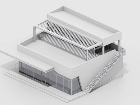 Showroom with Cafe 3D Model