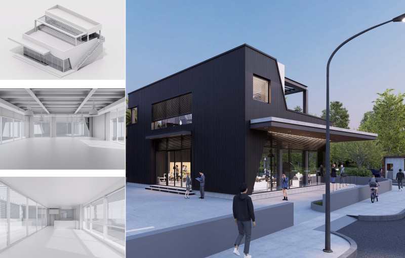 Showroom con caffetteria Modello 3D .c4d .max .obj .3ds .fbx .stl .blend