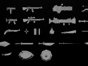 Low Poly Cartoon Weapons Asset Pack 3D Model
