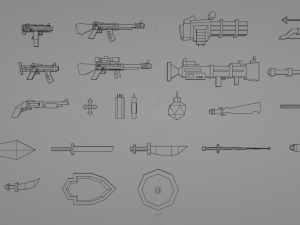 Low Poly Cartoon Weapons Asset Pack 3D Модель