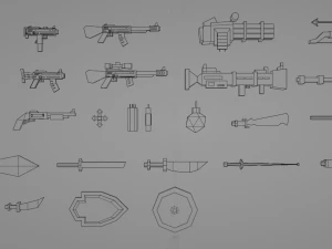 Low Poly Cartoon Weapons Asset Pack 3D Model