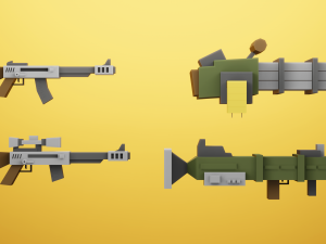 Low Poly Cartoon Weapons Asset Pack 3D Модель