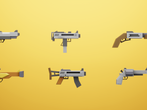 Low Poly Cartoon Weapons Asset Pack 3D Модель