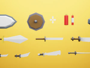 Low Poly Cartoon Weapons Asset Pack 3D Model