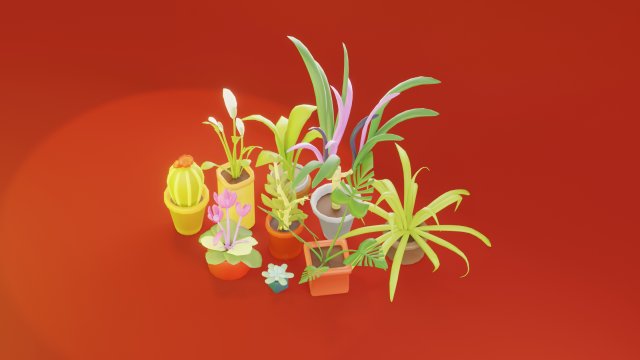 Low Poly Houseplants Pack 3D Model .c4d .max .obj .3ds .fbx .stl .blend 