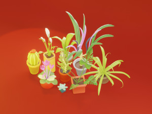 Low Poly Houseplants Pack 3D Model