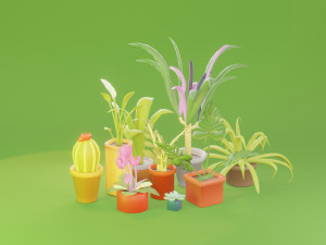Low Poly Houseplants Pack 3D Model