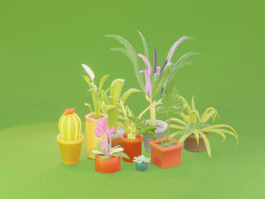 Low Poly Houseplants Pack 3D Model
