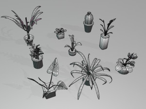 Low Poly Houseplants Pack 3D Model