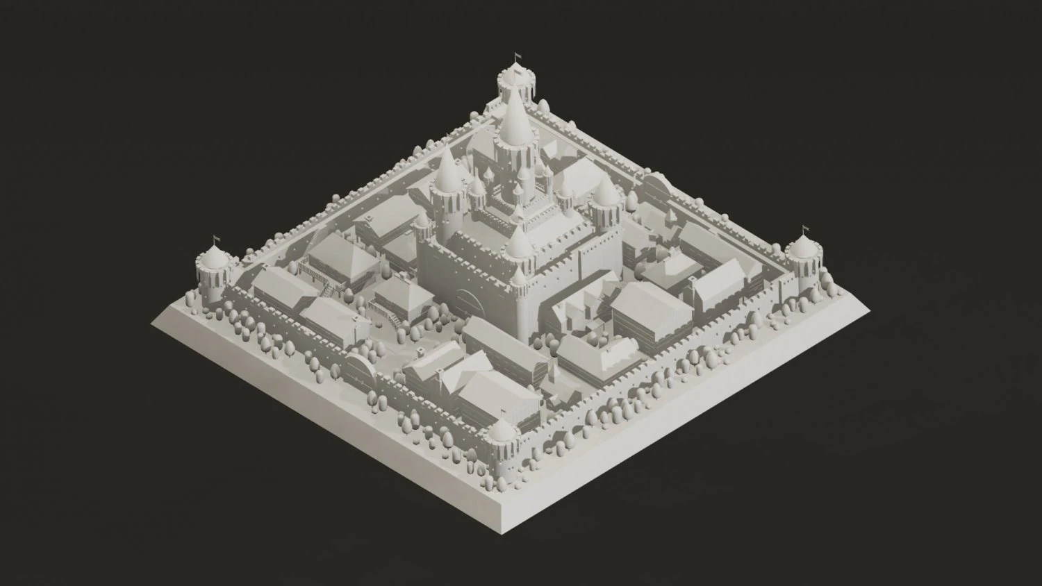 Low Poly Medieval Castle Town Pack 3D Model .c4d .max .obj .3ds .fbx .stl .blend 