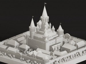 Low Poly Medieval Castle Town Pack 3D Model