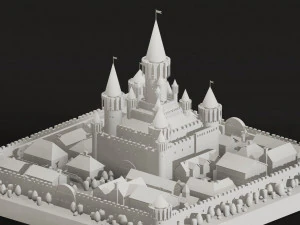 Low Poly Medieval Castle Town Pack 3D Model