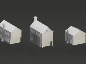Low Poly Medieval Castle Town Pack 3D Model