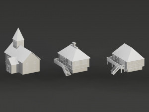 Low Poly Medieval Castle Town Pack 3D Model