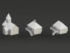 Low Poly Medieval Castle Town Pack 3D Model