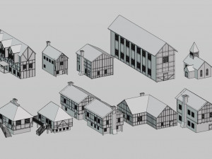 Low Poly Medieval Castle Town Pack 3D Model