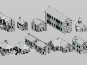 Low Poly Medieval Castle Town Pack 3D Model