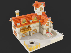 Cartoon Village House Diorama 3D Model