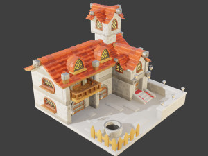 Cartoon Village House Diorama 3D Model