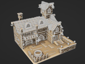 Cartoon Village House Diorama 3D Model
