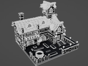 Cartoon Village House Diorama 3D Model