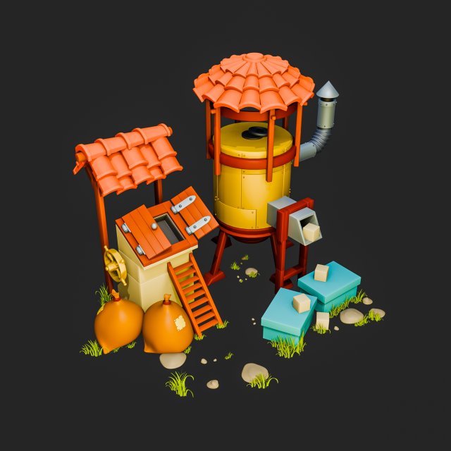 Farm Environment Props Model 3D .c4d .max .obj .3ds .fbx .stl .blend 