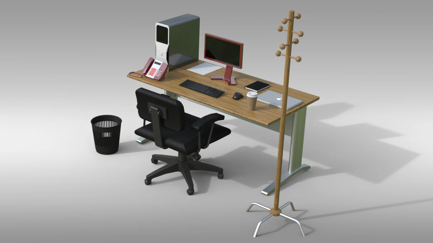 Desk top office 3D Model .c4d .max .obj .3ds .fbx .stl .blend