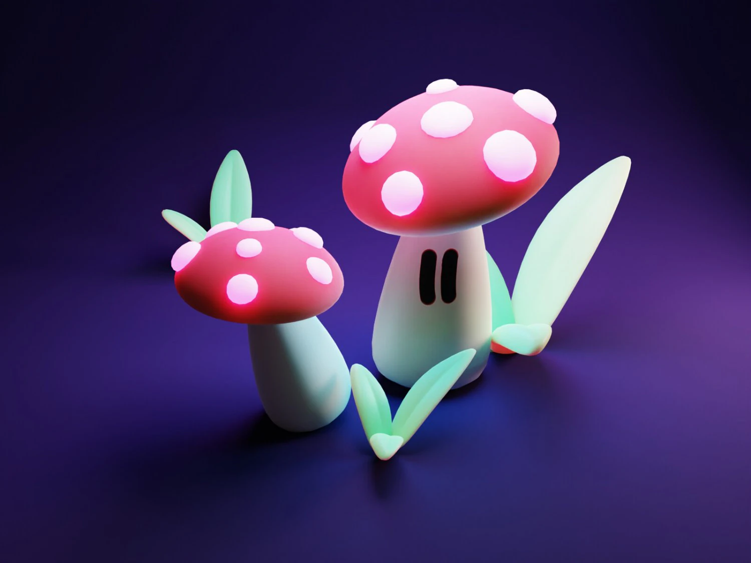 Magical mushrooms 3D Model .c4d .max .obj .3ds .fbx .stl .blend