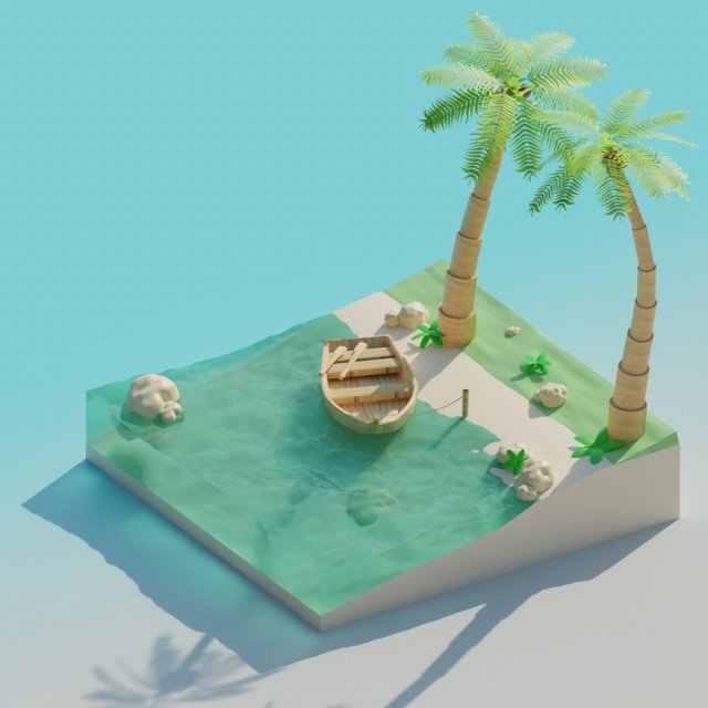 Beach 3D Модель .c4d .max .obj .3ds .fbx .stl .blend 
