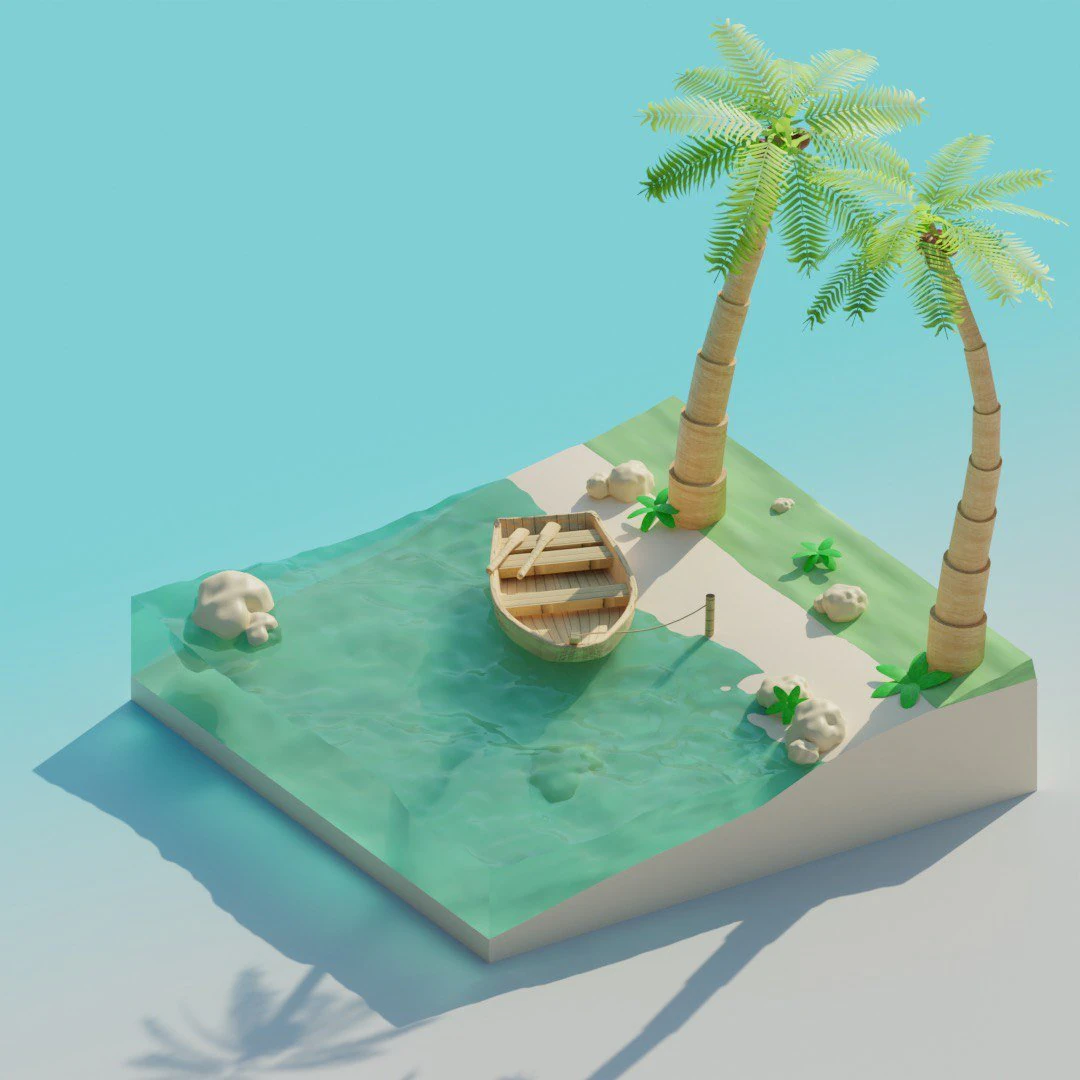 Beach 3D Model .c4d .max .obj .3ds .fbx .stl .blend 