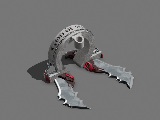 PS5DS Holder God Of War Theme- Blades of Chaos Modello di stampa 3D .c4d .max .obj .3ds .fbx .stl .blend 
