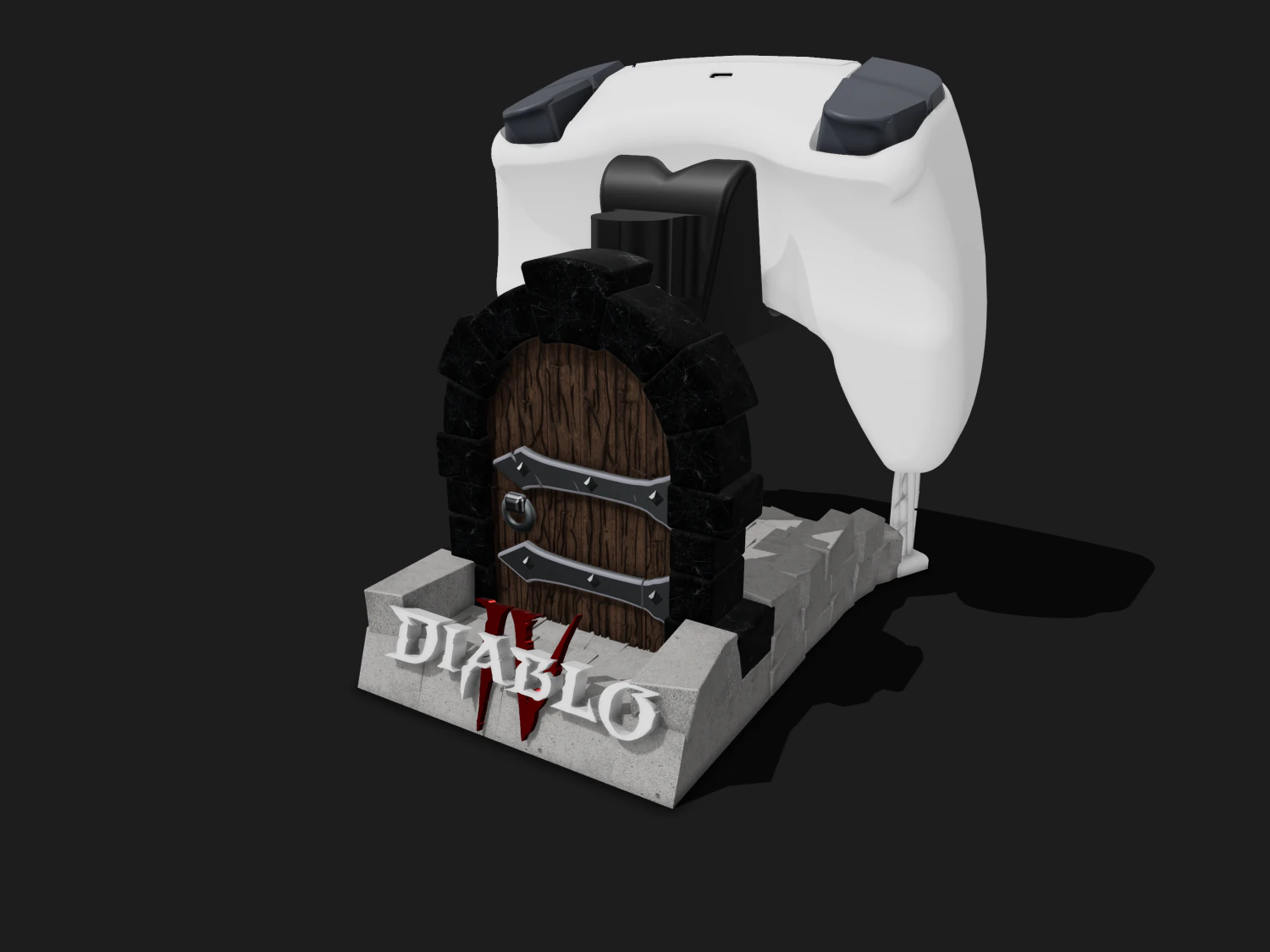 PS5DS Holder Diablo 4 Theme 3D Print Model .c4d .max .obj .3ds .fbx .stl .blend 