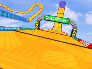 Modular Stunt Racing Tracks and Platforms 3D Model