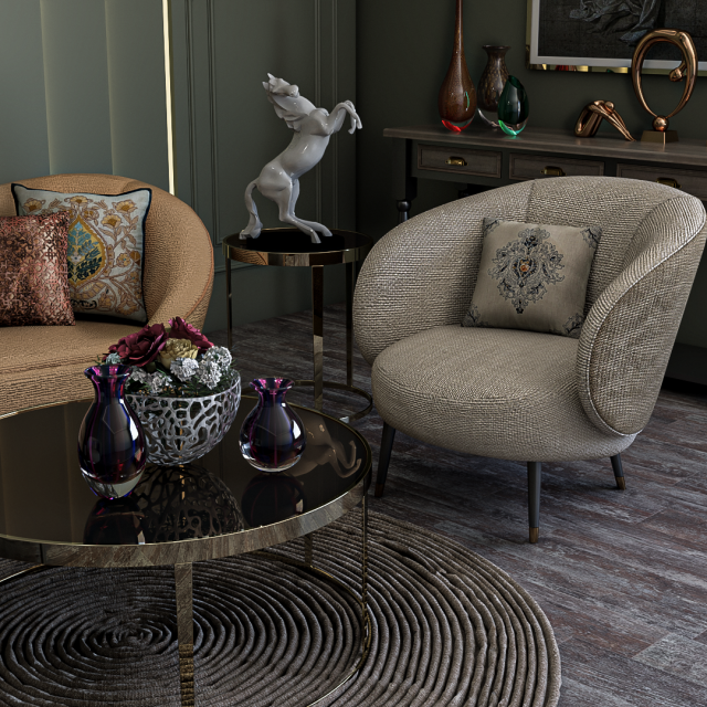 Living Room 3D 模型 .c4d .max .obj .3ds .fbx .stl .blend