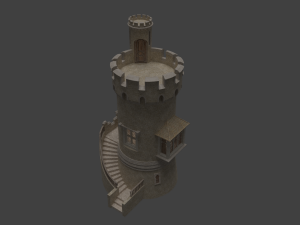 Castle with stairs Model 3D