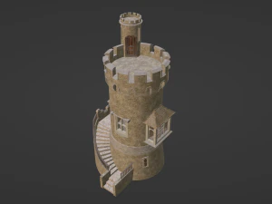 Castle with stairs 3D Model