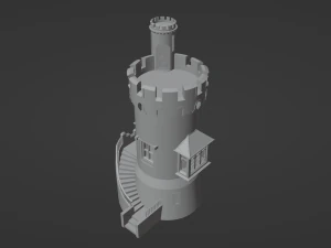Castle with stairs 3D Model