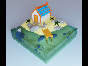 Island with a house 3D Модель