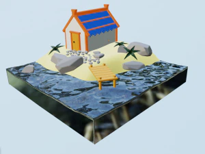 Island with a house 3D Model