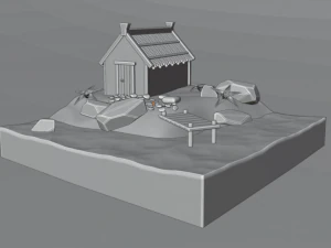 Island with a house 3D Model