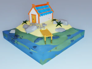 Island with a house 3D Model
