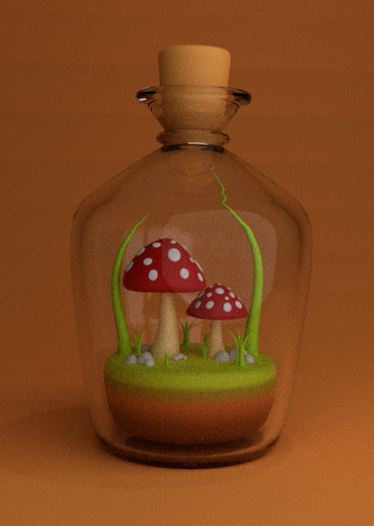 Bottle with mushrooms 3D Model .c4d .max .obj .3ds .fbx .stl .blend