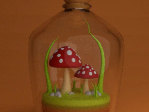 Garrafa com cogumelos Modelo 3D