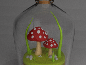 Bottle with mushrooms 3D Model