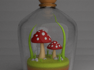 Bottle with mushrooms 3D Model