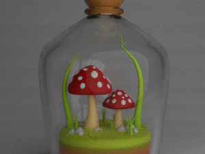 Bottle with mushrooms 3D Model