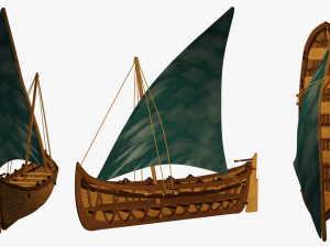 Longboat with Sail 3D Модель
