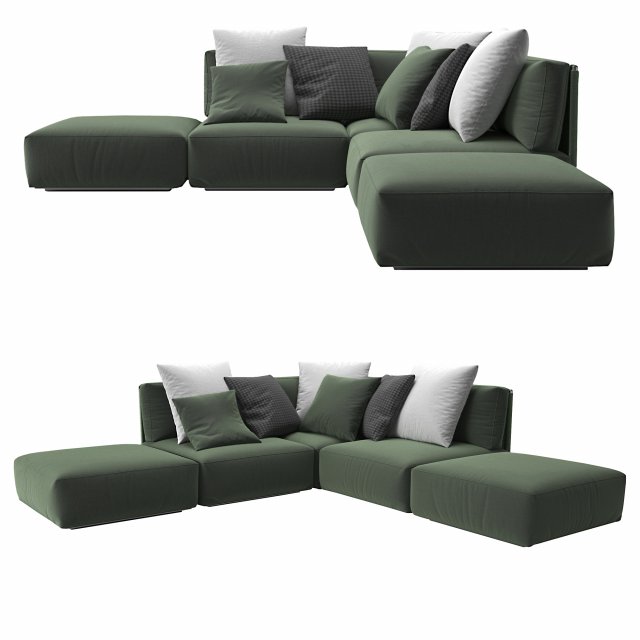 Sofa Eddy Flexform 3D Модель .c4d .max .obj .3ds .fbx .stl .blend 